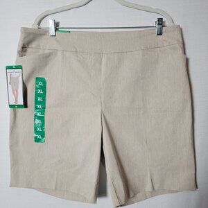 Hilary Radley Bermuda Shorts Womens XL Stretch Pull On Front Pockets Beige NWT